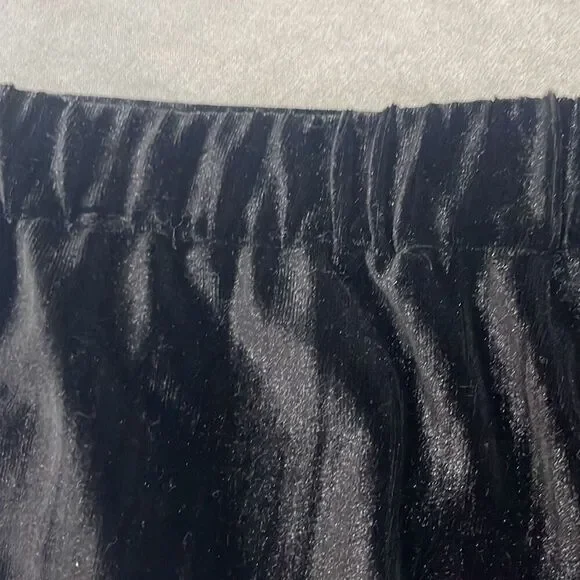St John Large Black Silver Metallic Velvet Pull On Pants Pockets Stretch‎ Dressy